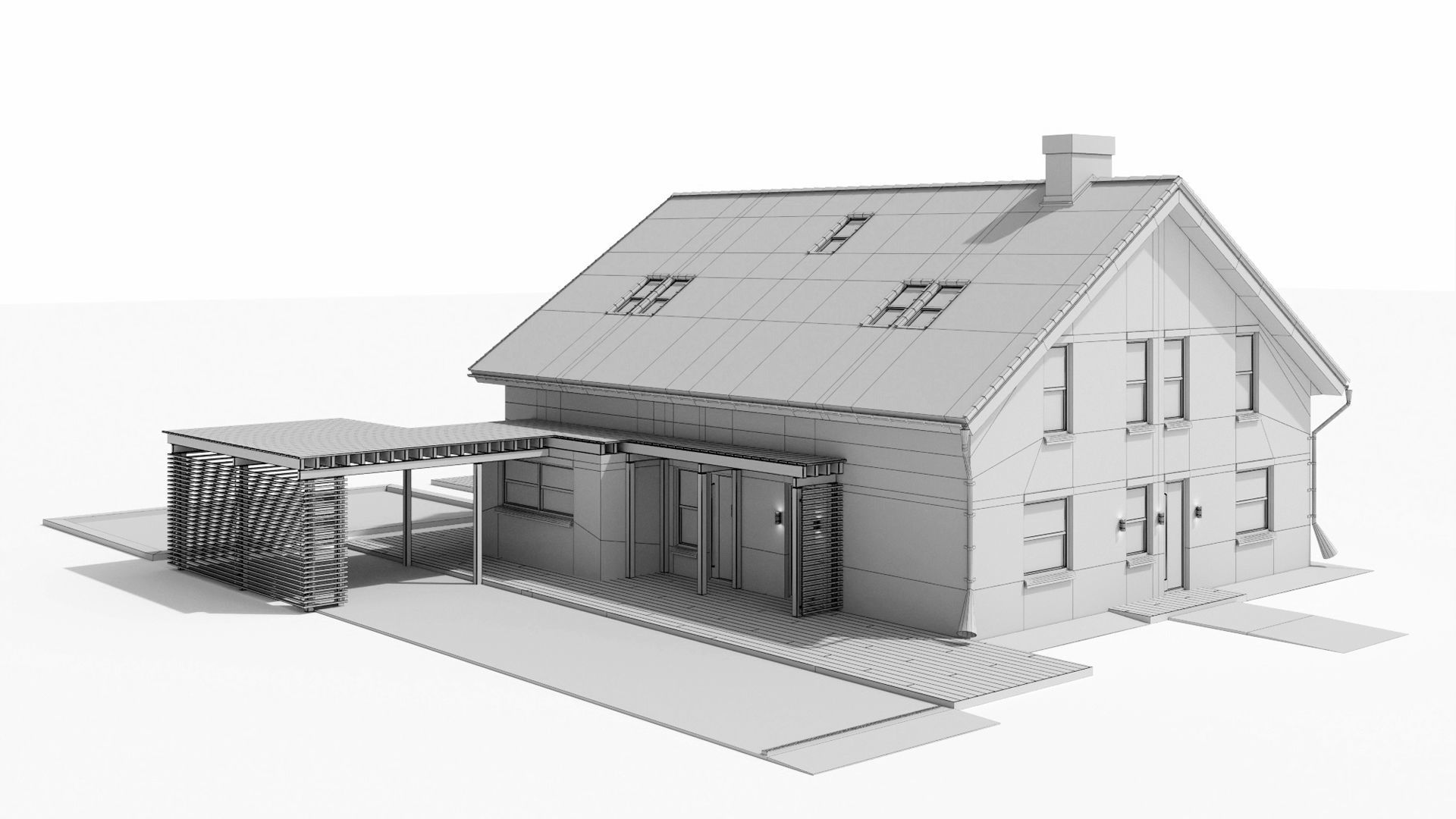 Large cottage with a canopy and a swimming pool 3D model_12