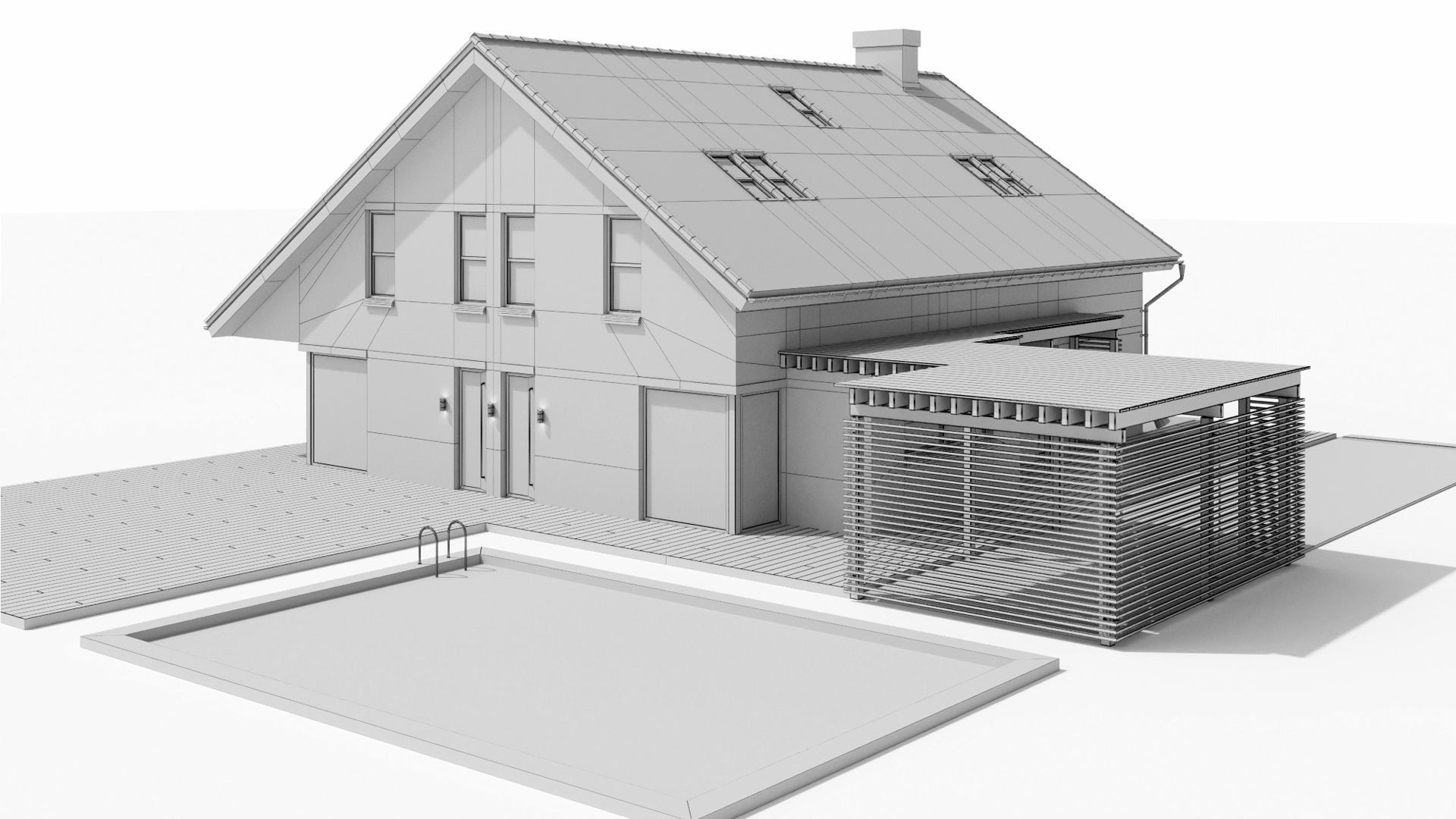 Large cottage with a canopy and a swimming pool 3D model_11