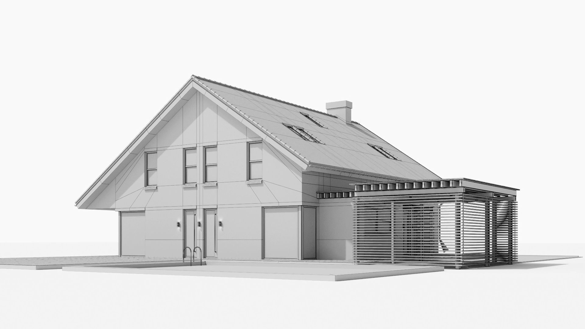 Large cottage with a canopy and a swimming pool 3D model_10