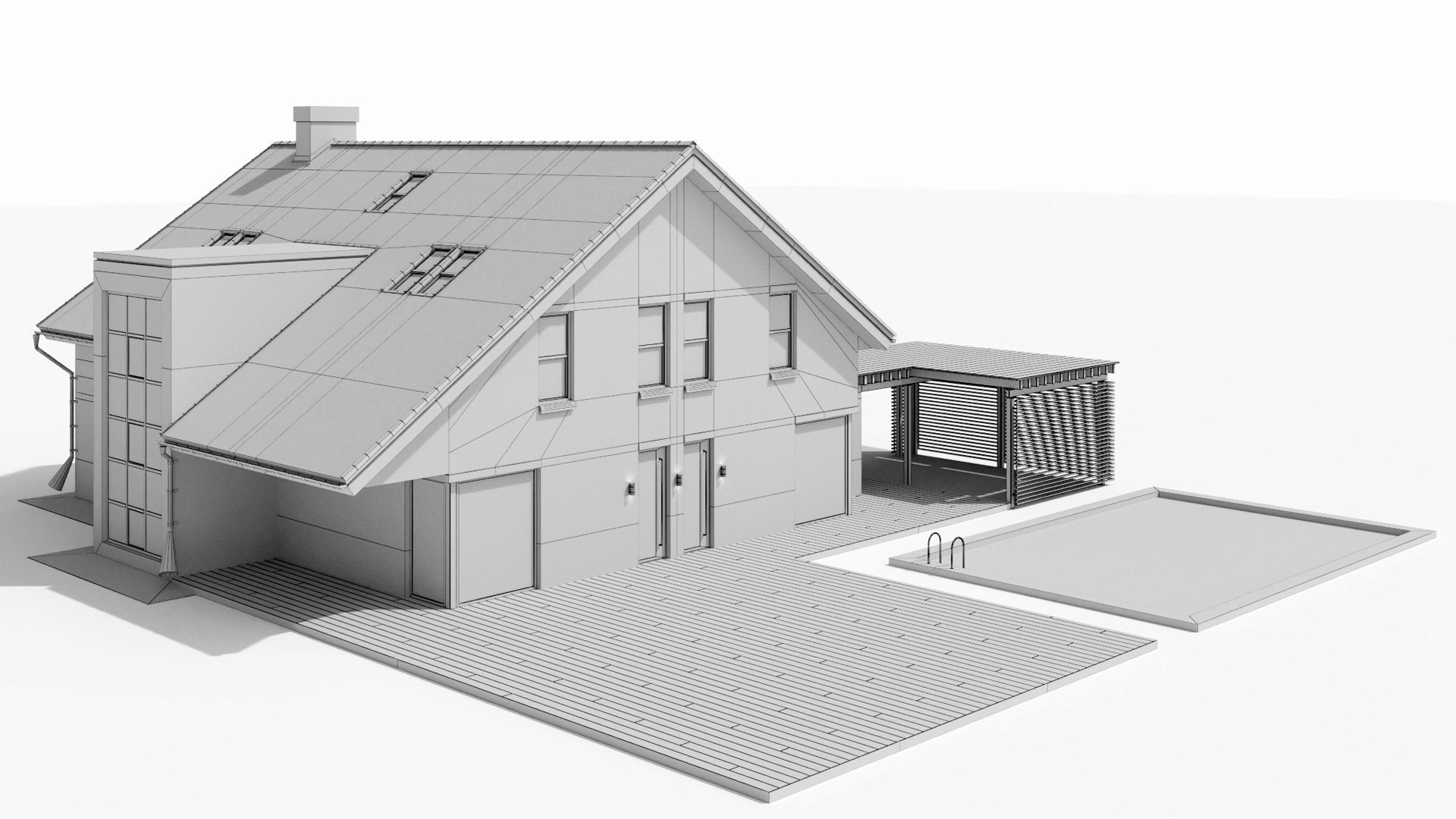 Large cottage with a canopy and a swimming pool 3D model_13