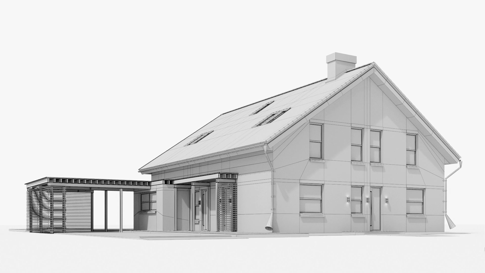 Large cottage with a canopy and a swimming pool 3D model_7