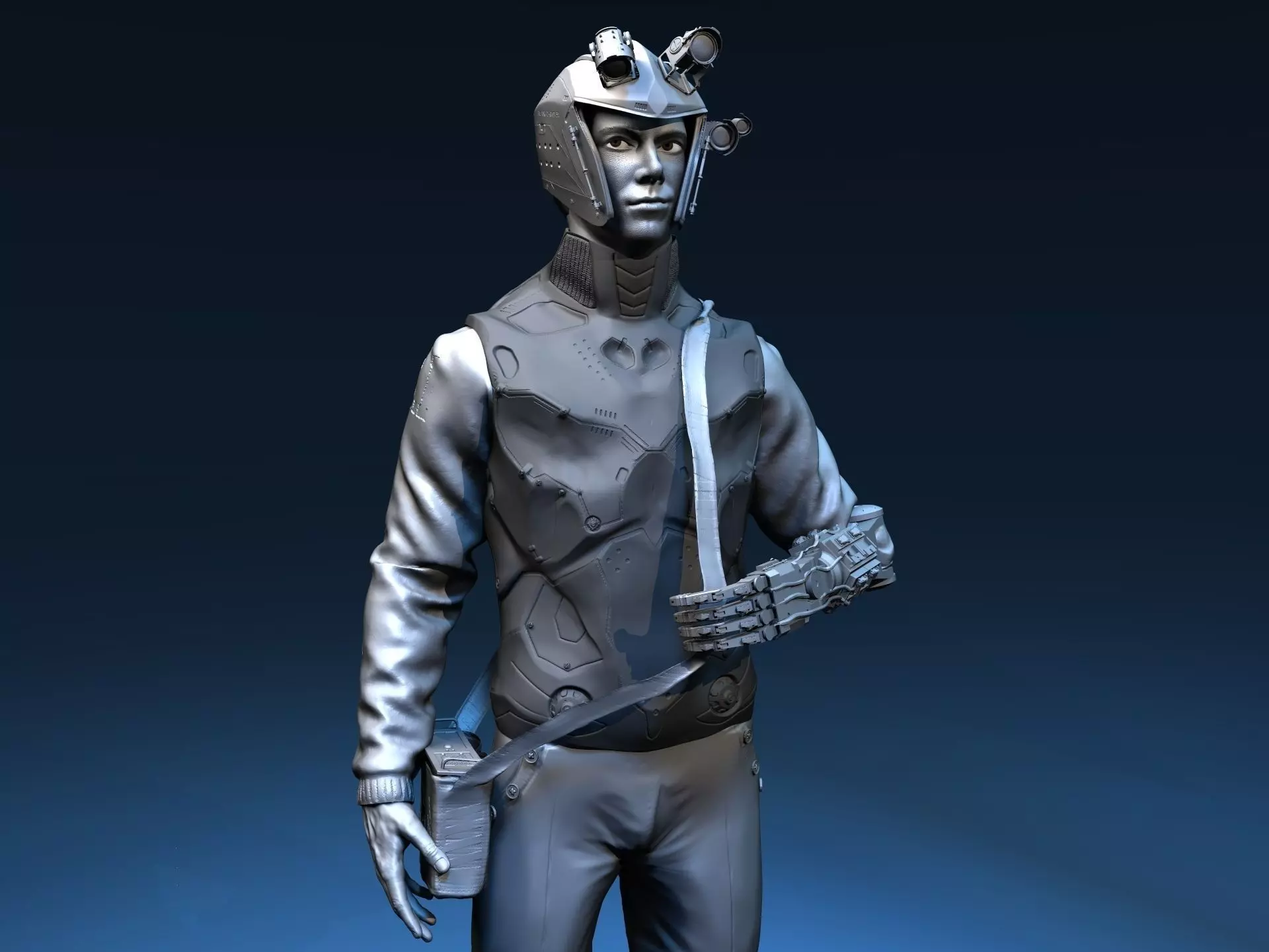 Futuristic Male Character 3D model_0