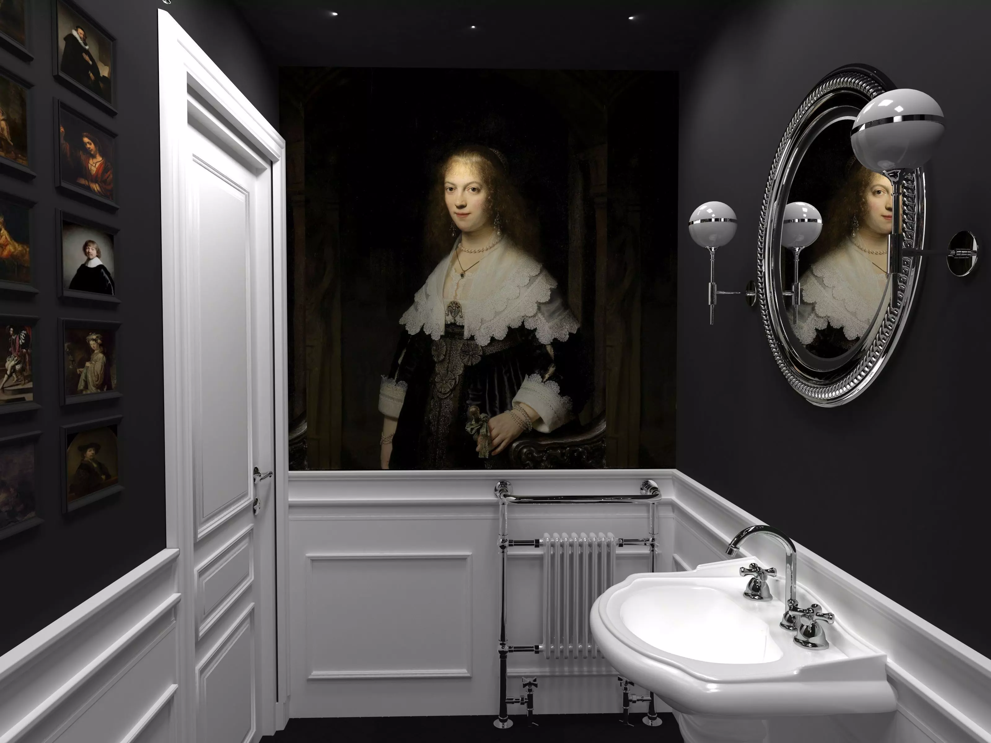 3D Bathroom Model with portrait of lady 3D model_0