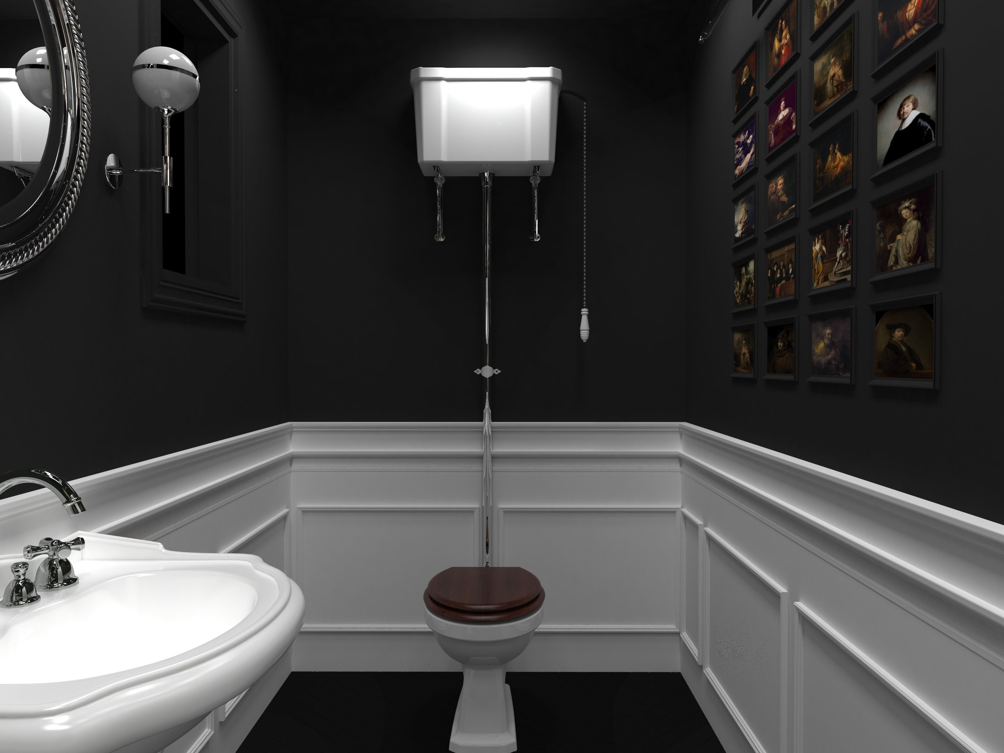 3D Bathroom Model with portrait of lady 3D model_1