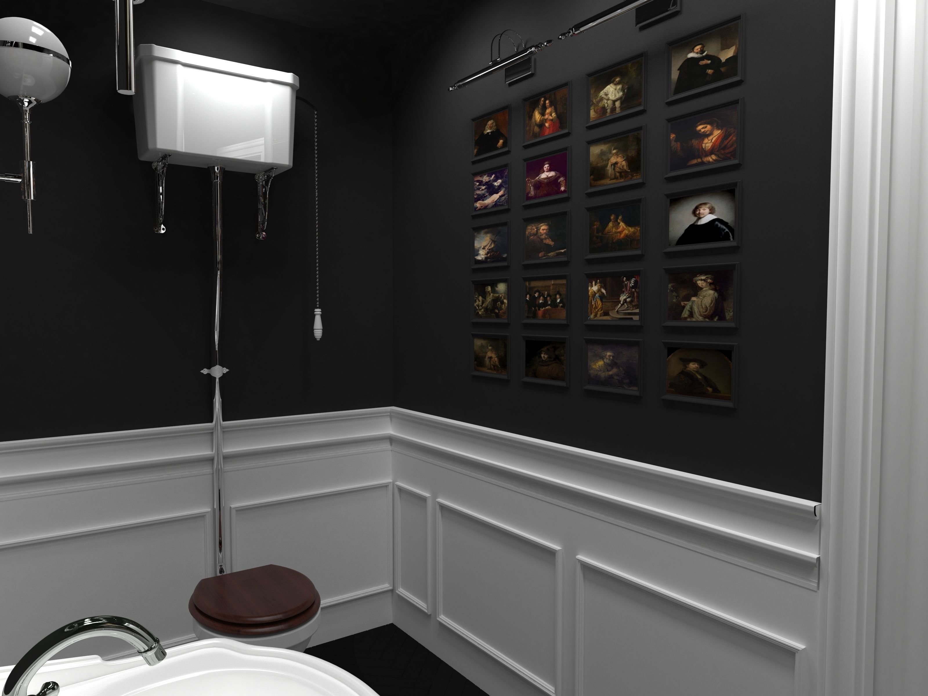 3D Bathroom Model with portrait of lady 3D model_2