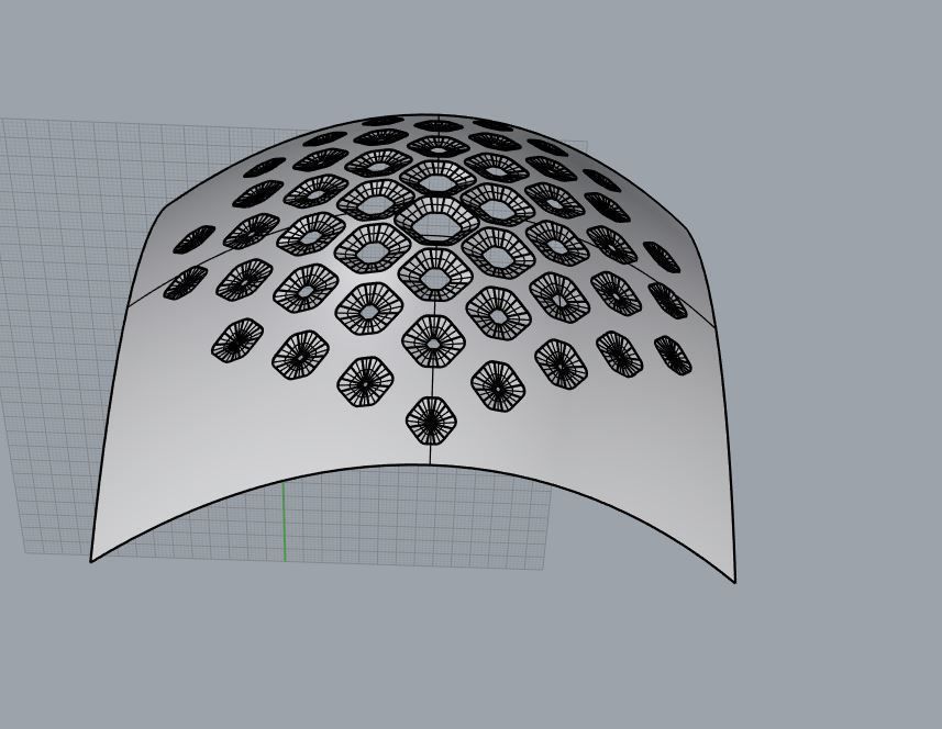 Algorithm of grasshopper hexagonal pattern on a surface 3D model_4