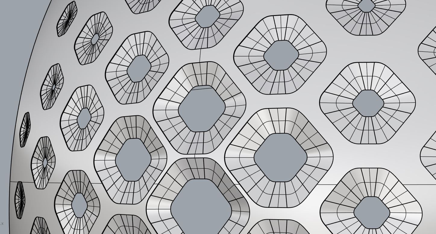 Algorithm of grasshopper hexagonal pattern on a surface 3D model_6
