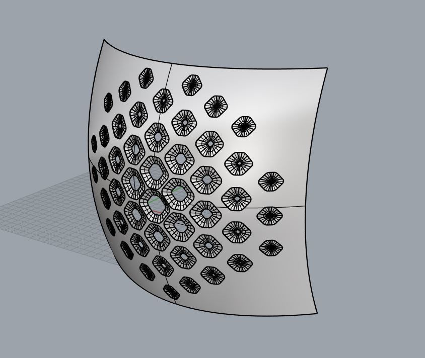Algorithm of grasshopper hexagonal pattern on a surface 3D model_3
