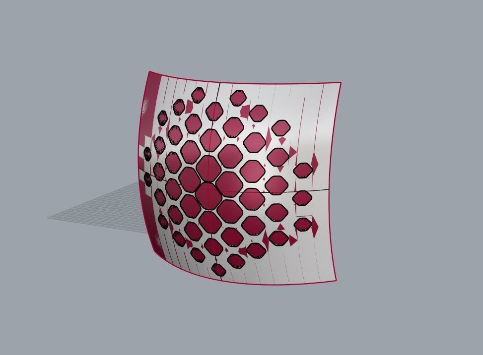 Algorithm of grasshopper hexagonal pattern on a surface 3D model_5