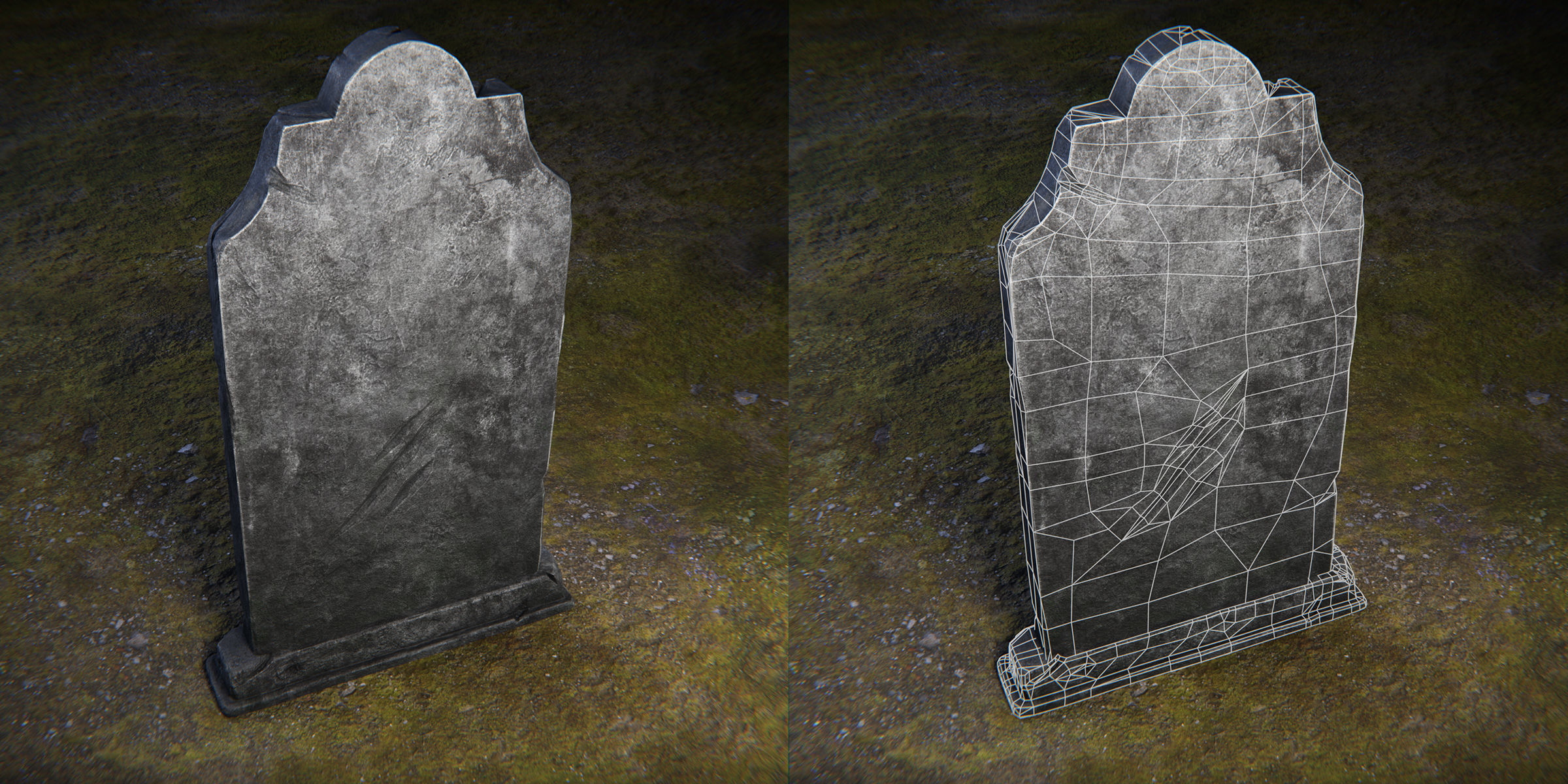 Tombstone - 4 Models - 4k Textures - Low-poly 3D model_9