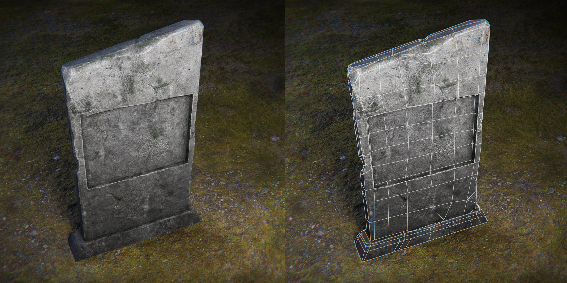 Tombstone - 4 Models - 4k Textures - Low-poly 3D model_3