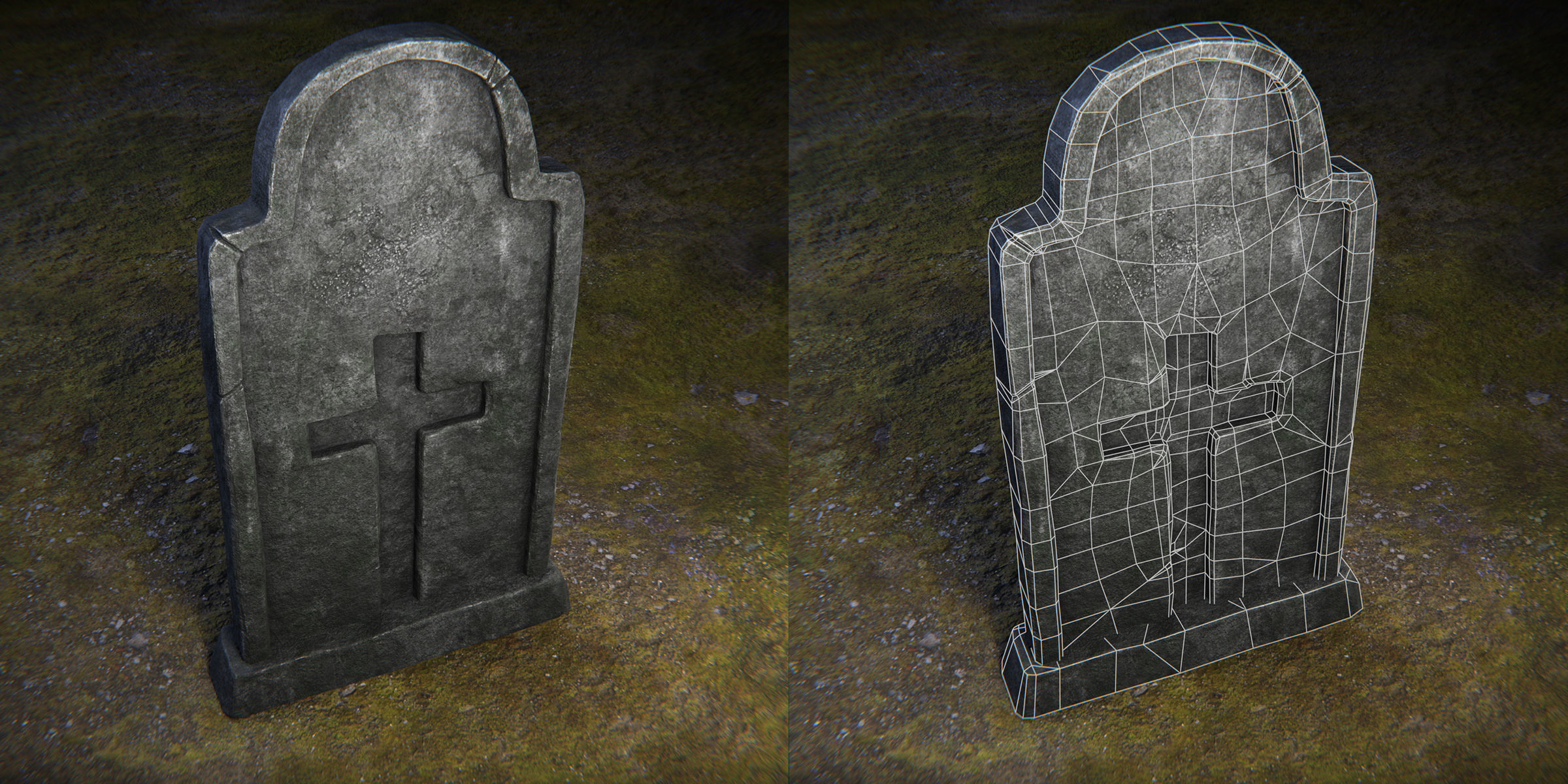 Tombstone - 4 Models - 4k Textures - Low-poly 3D model_7