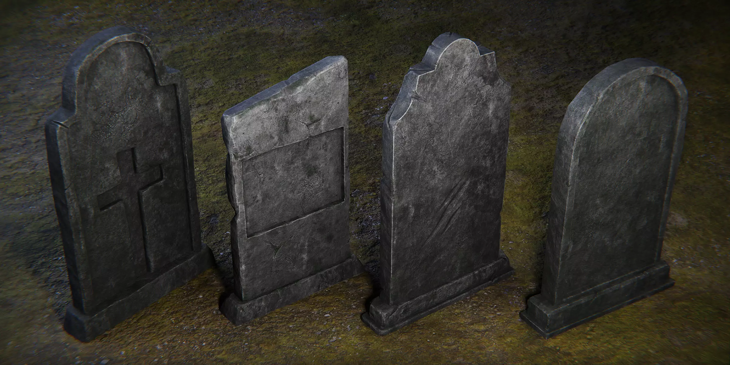 Tombstone - 4 Models - 4k Textures - Low-poly 3D model_0