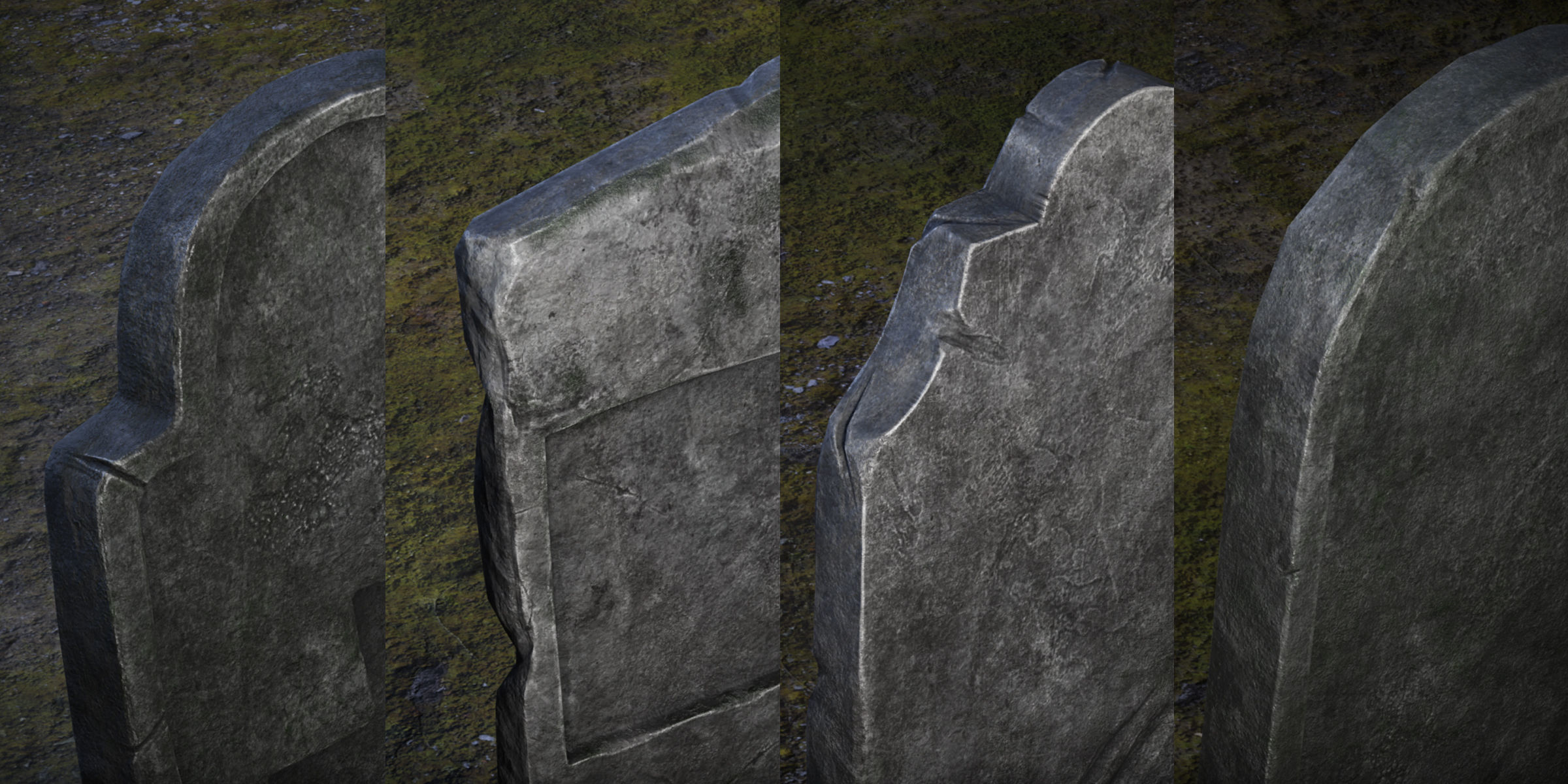 Tombstone - 4 Models - 4k Textures - Low-poly 3D model_2