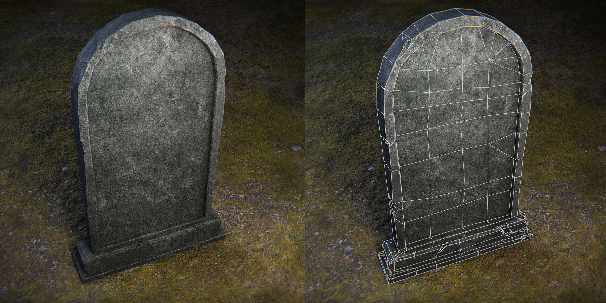 Tombstone - 4 Models - 4k Textures - Low-poly 3D model_5
