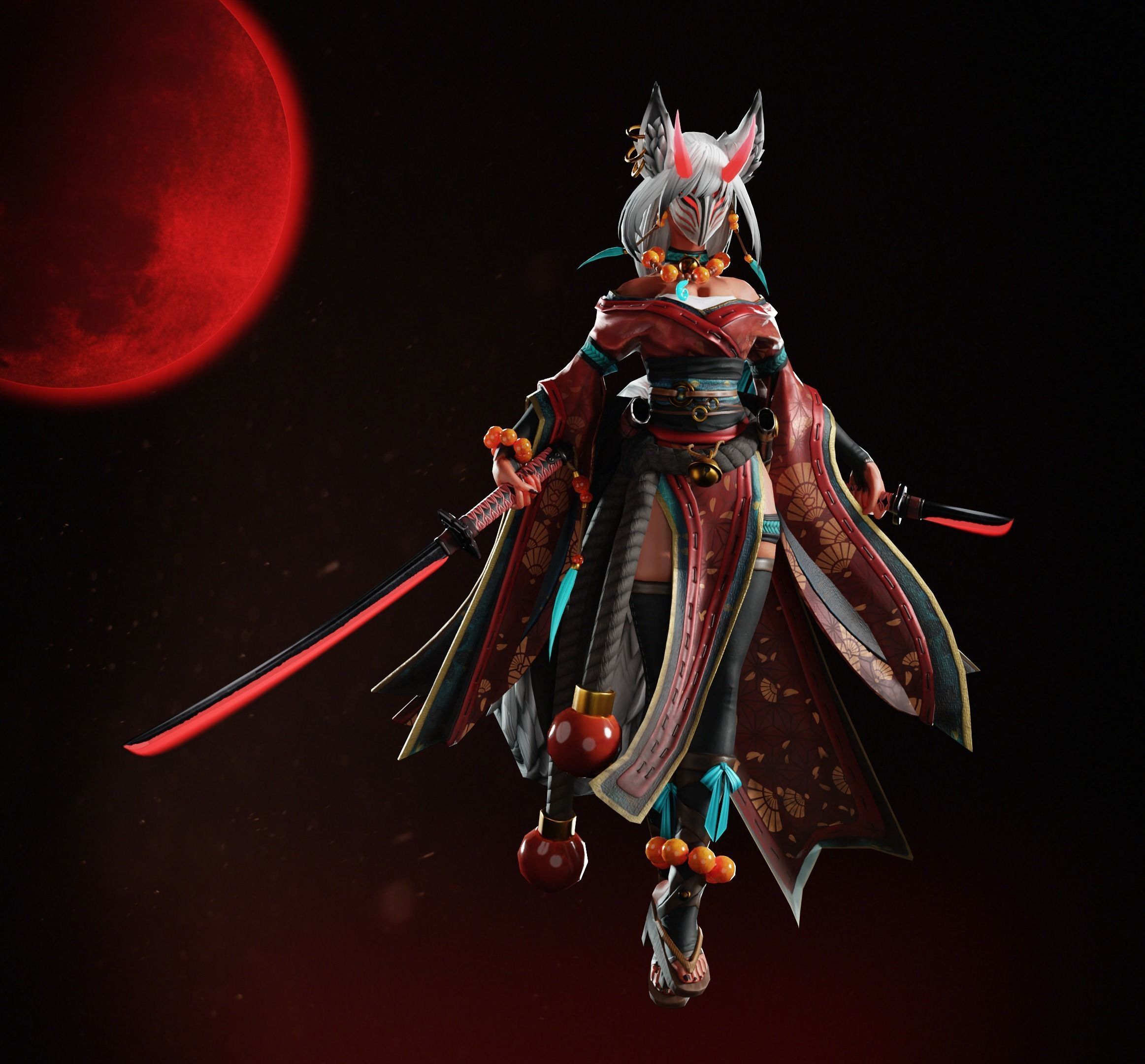 Kyoko - Game Ready Character Low-poly 3D model_4