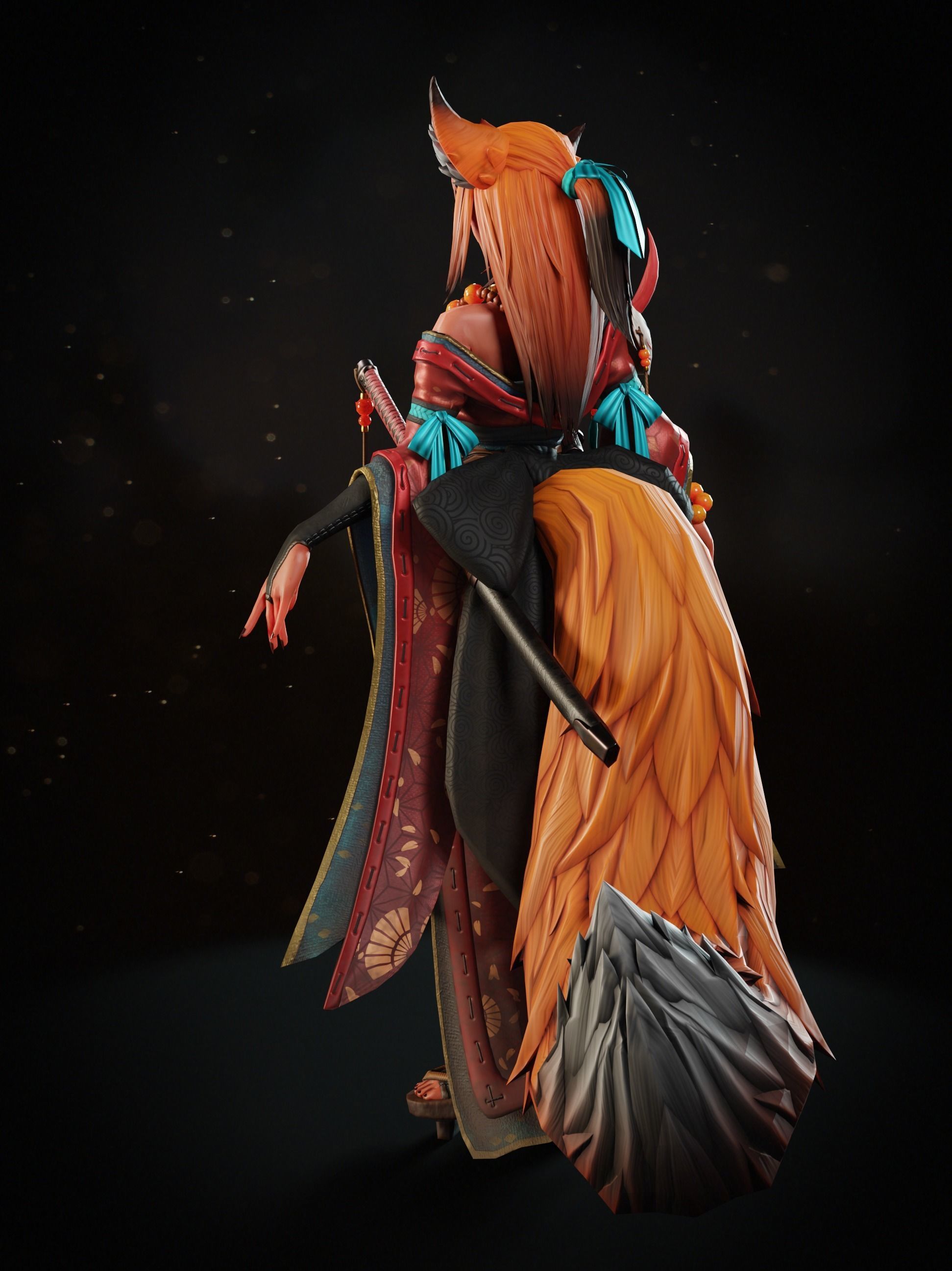 Kyoko - Game Ready Character Low-poly 3D model_9