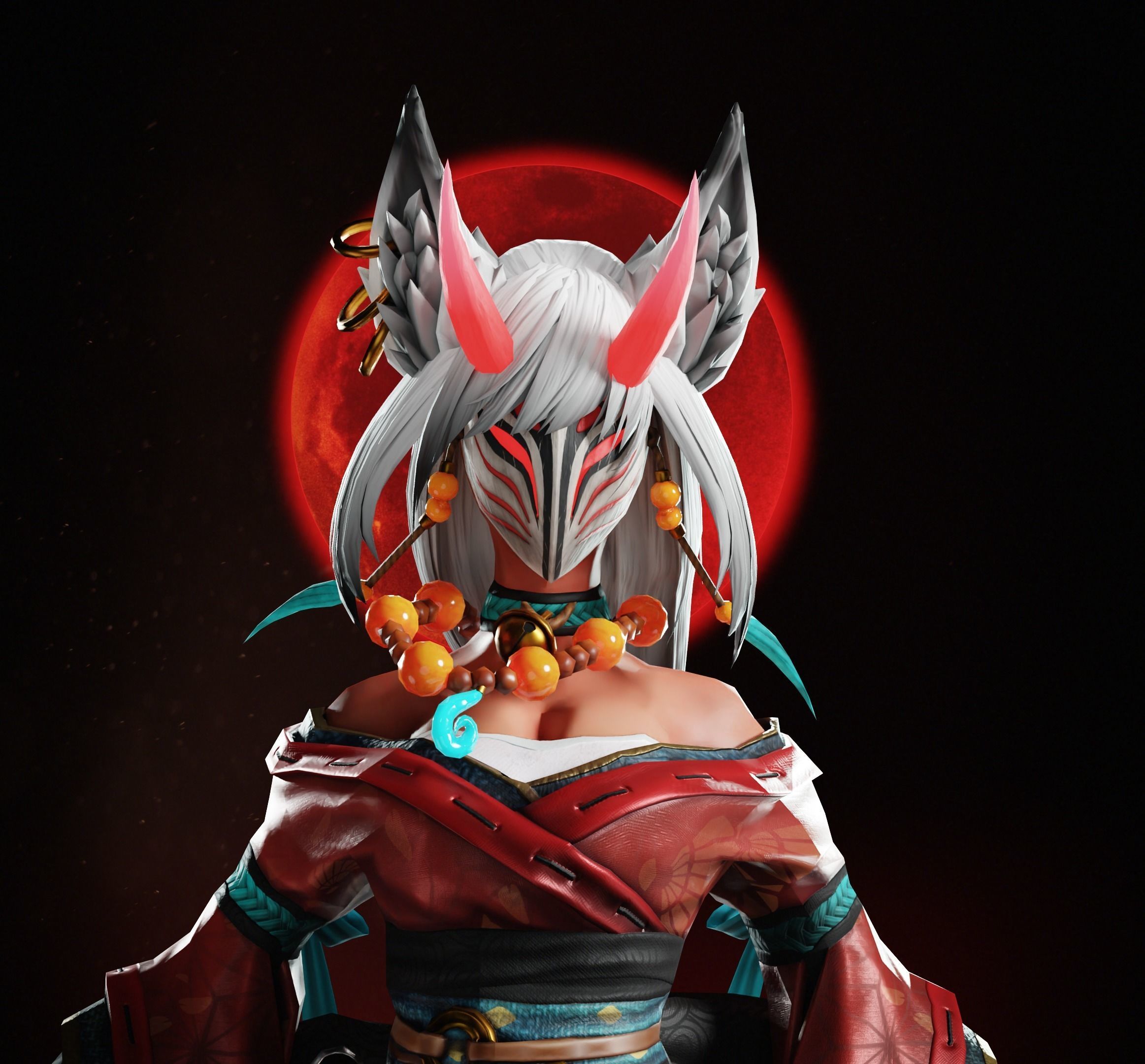 Kyoko - Game Ready Character Low-poly 3D model_5