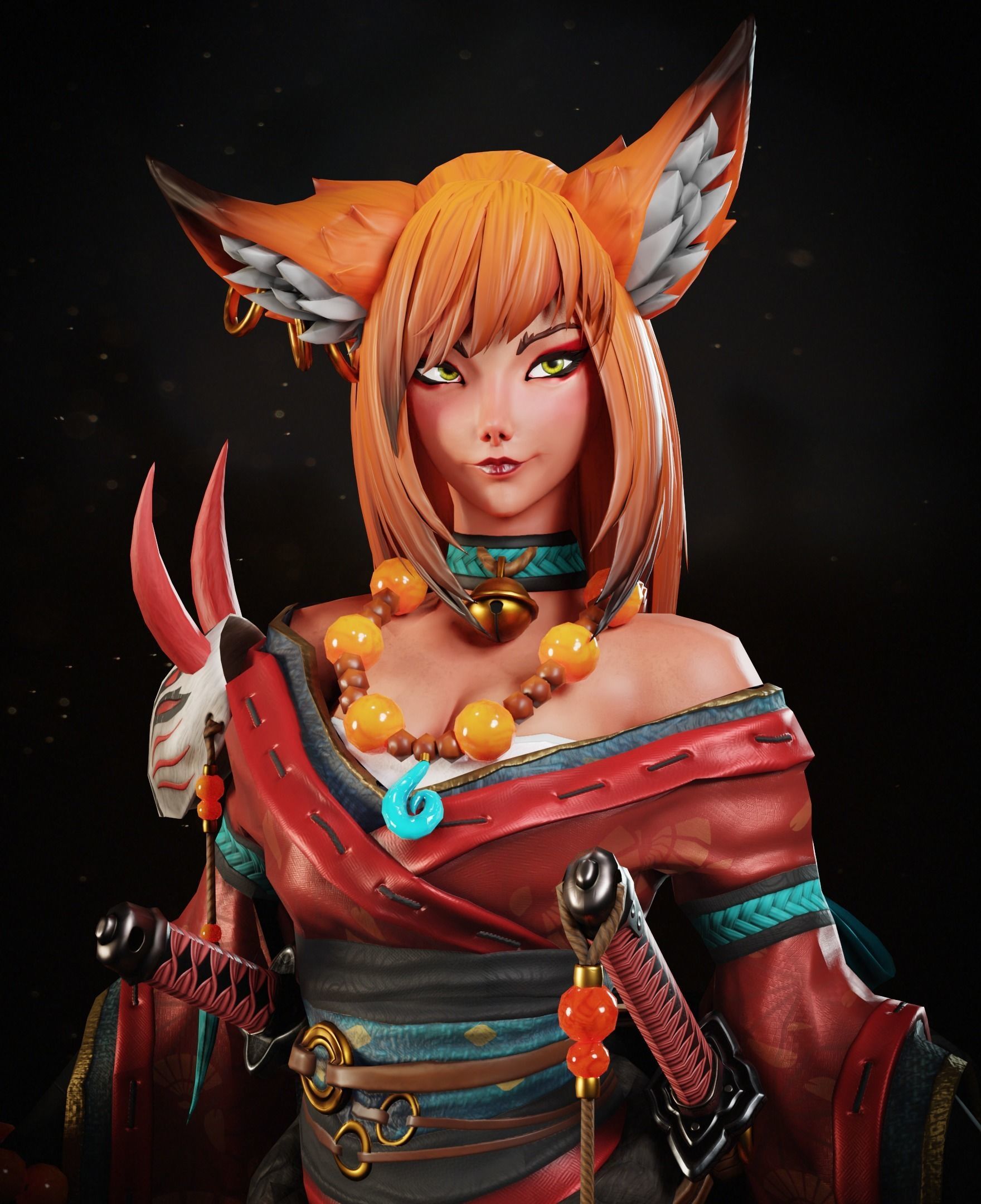 Kyoko - Game Ready Character Low-poly 3D model_2