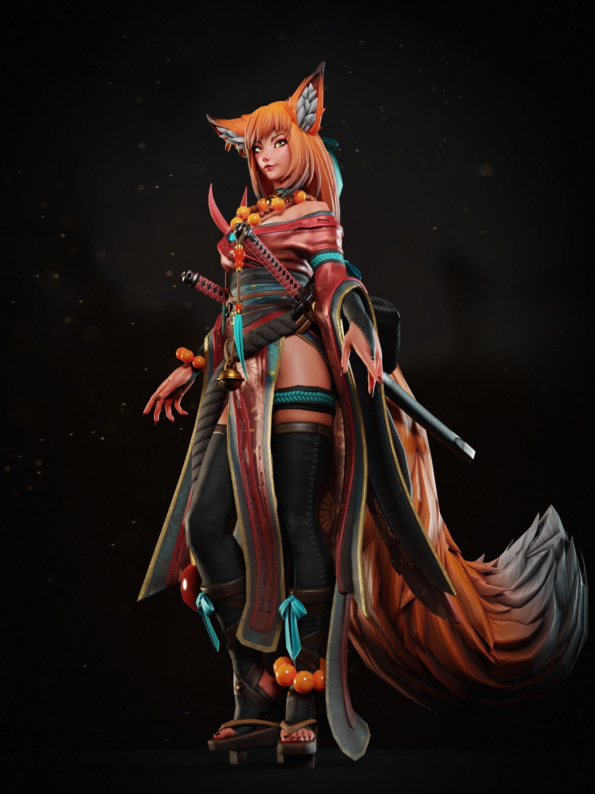 Kyoko - Game Ready Character Low-poly 3D model_8