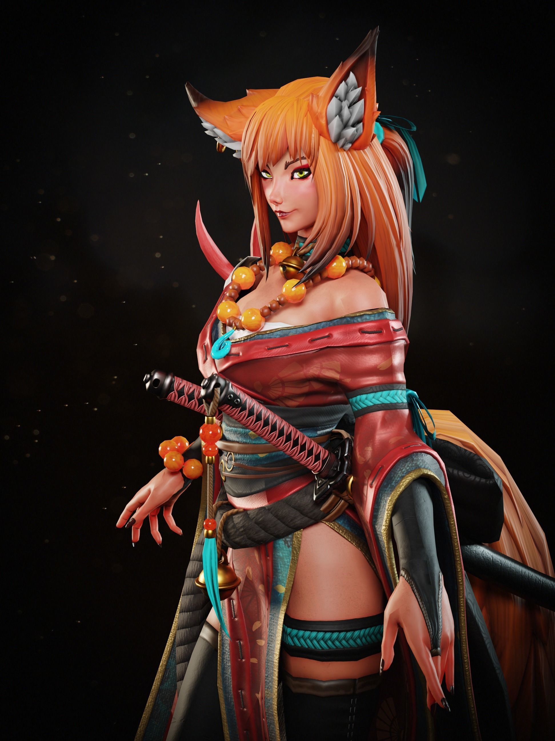 Kyoko - Game Ready Character Low-poly 3D model_7