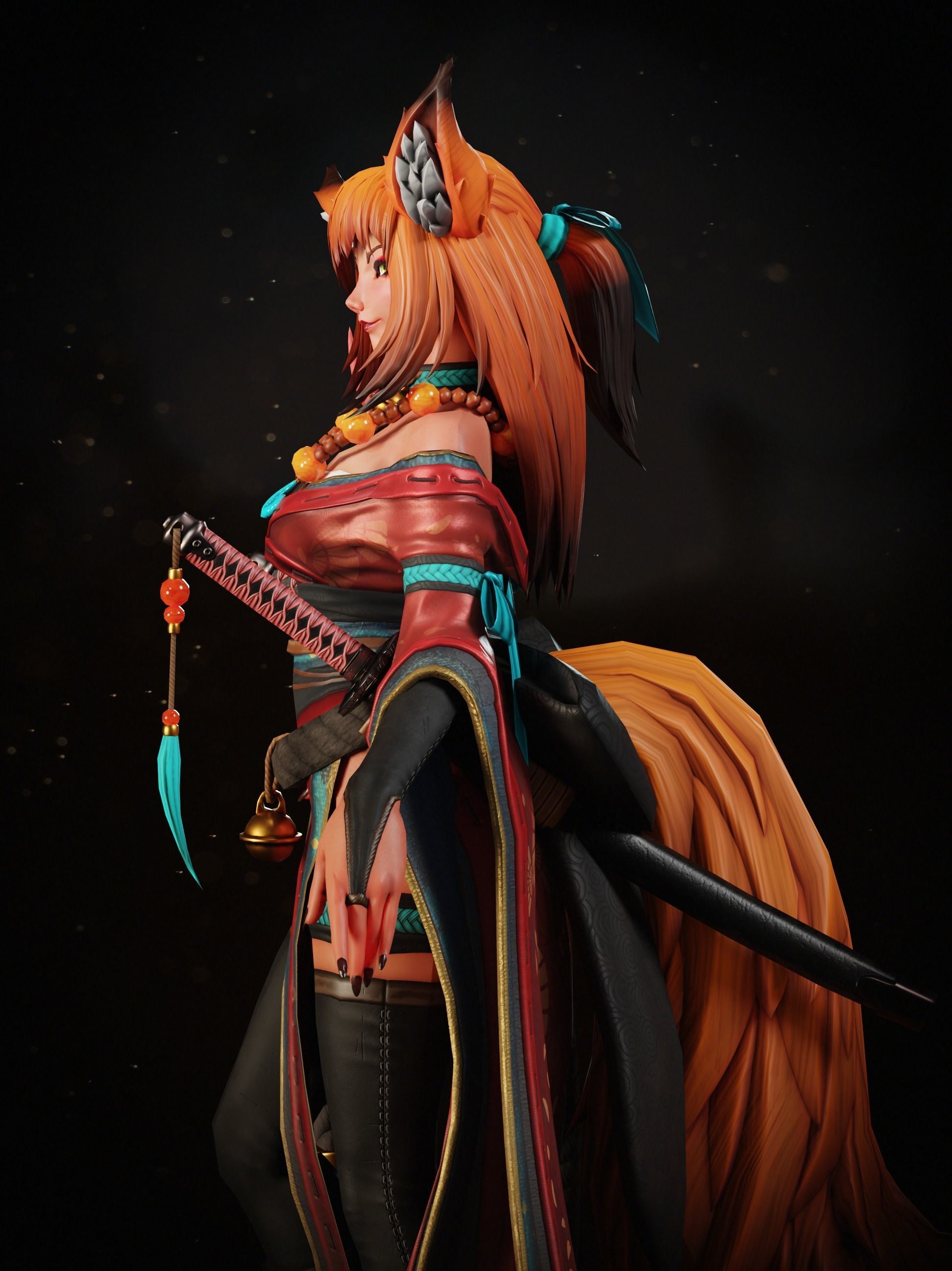 Kyoko - Game Ready Character Low-poly 3D model_10