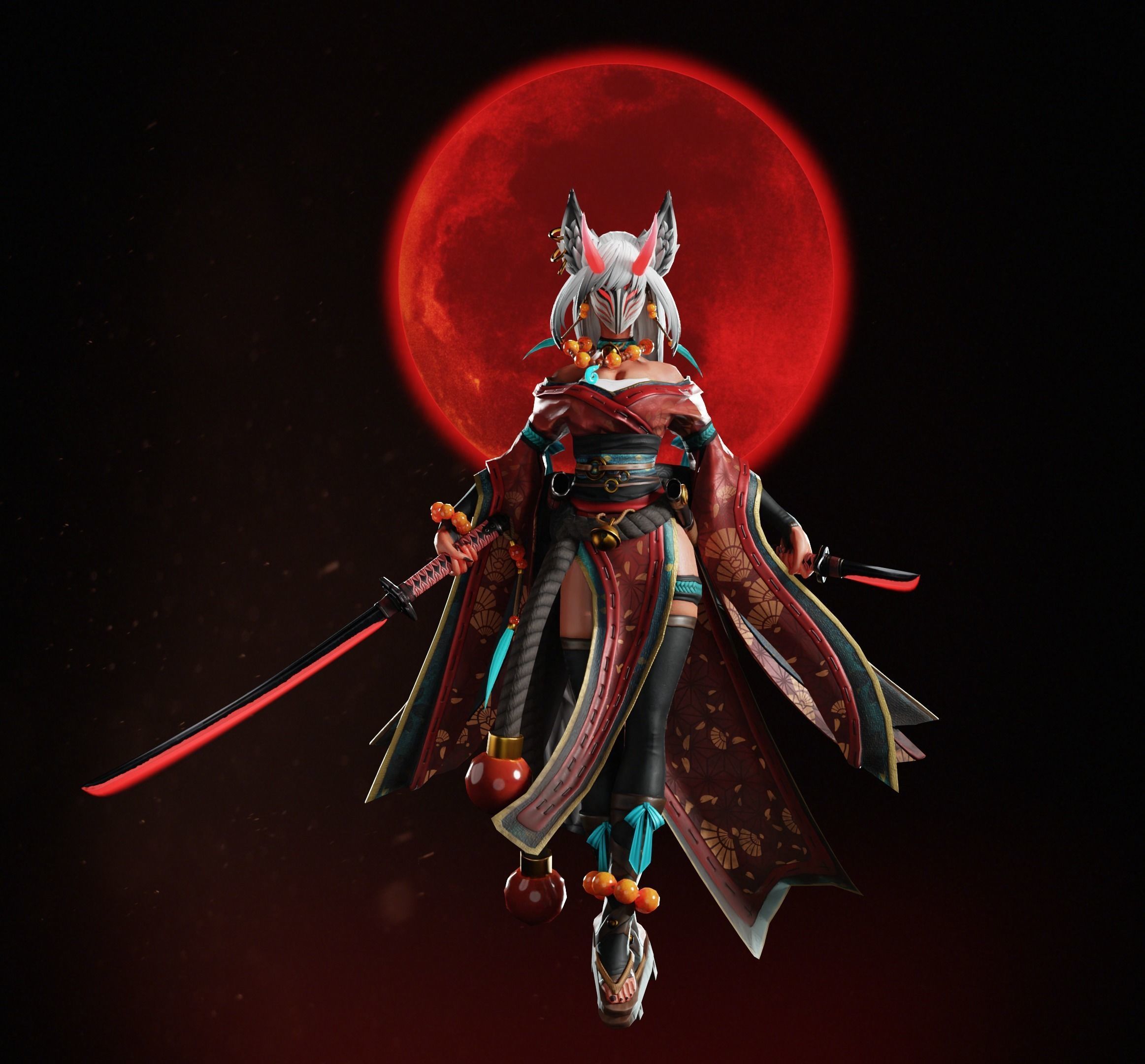 Kyoko - Game Ready Character Low-poly 3D model_3