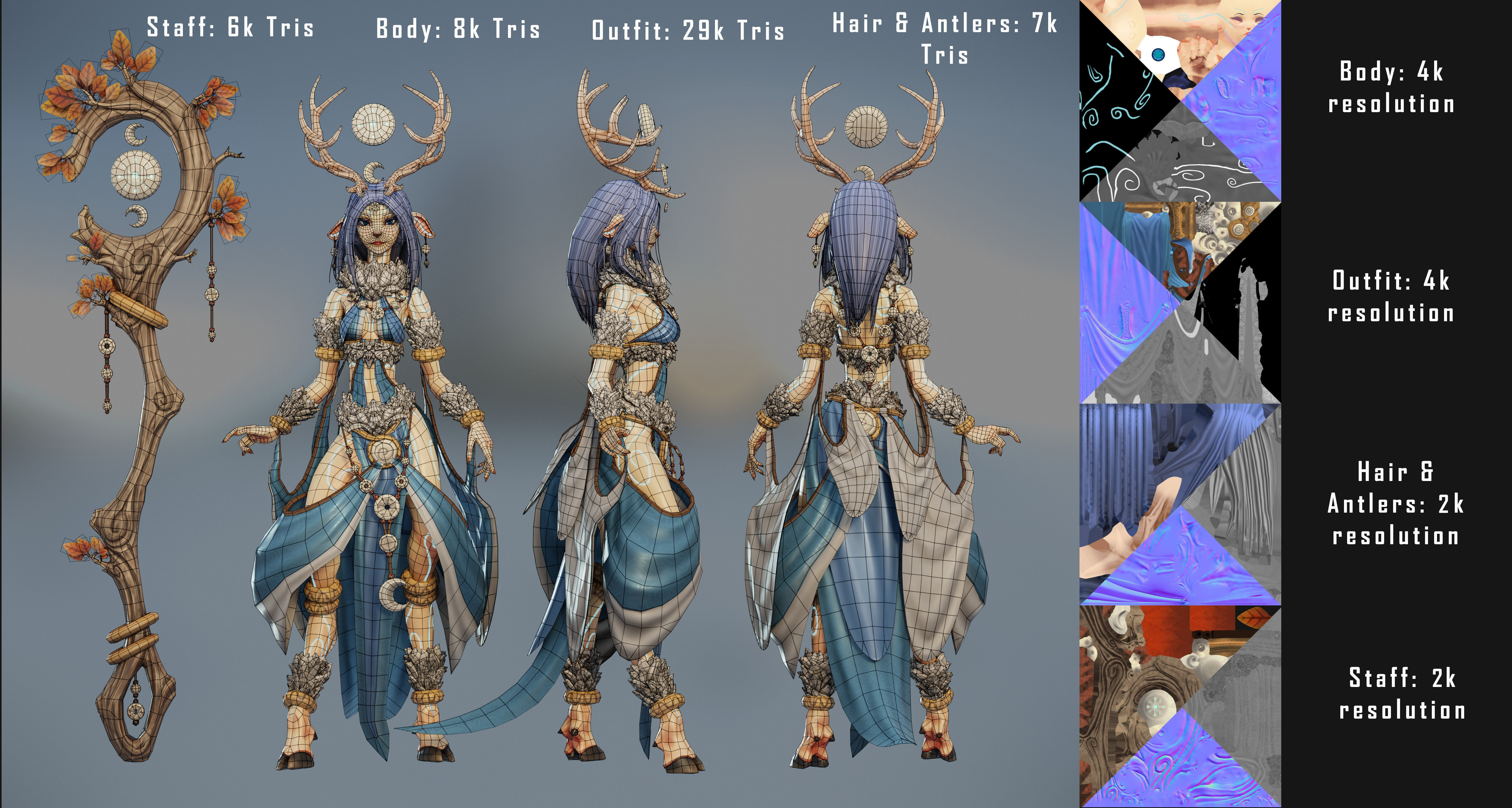 Skathi The Winter Guide - Game Ready Character Low-poly 3D model_7