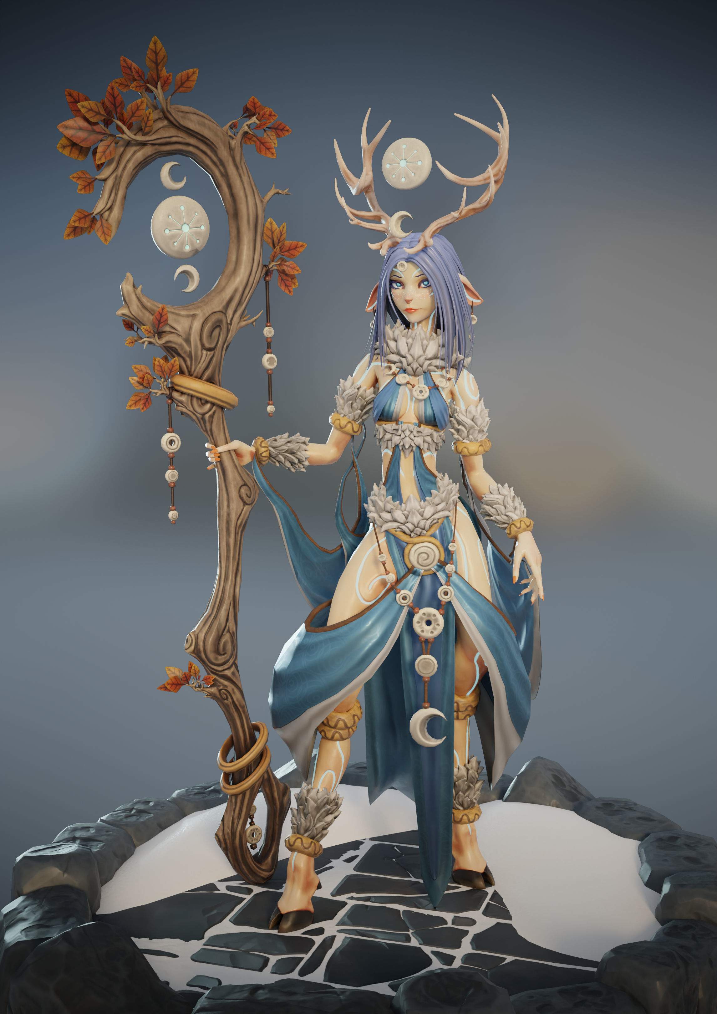 Skathi The Winter Guide - Game Ready Character Low-poly 3D model_1