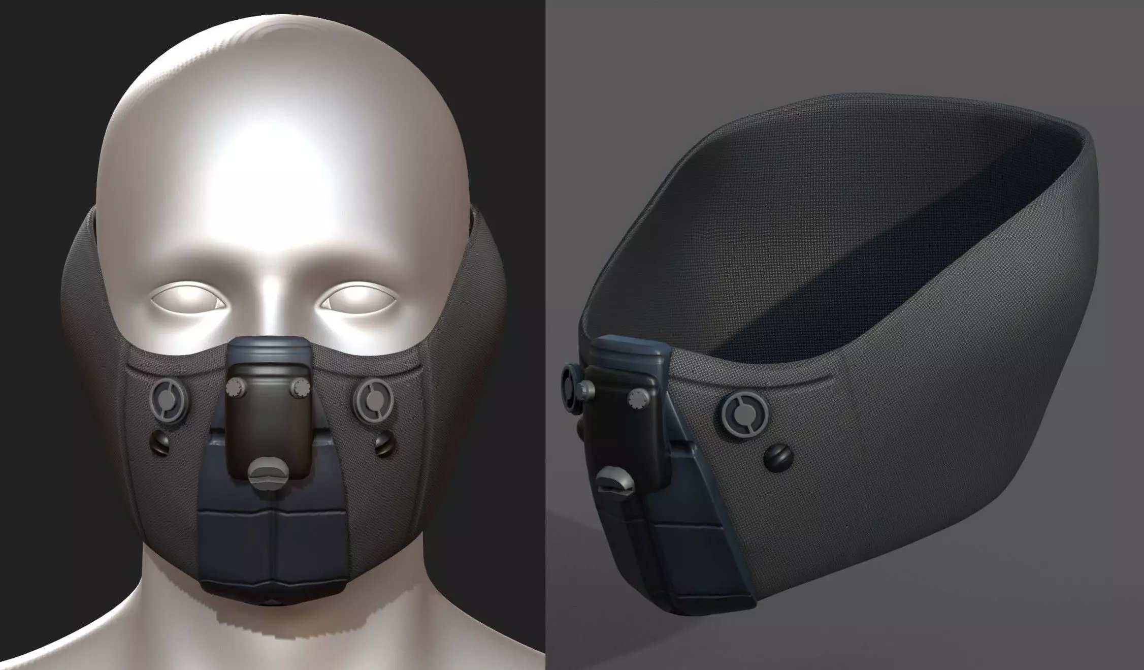 Gas mask respirator scifi futuristic 3d  Low-poly 3D model_0