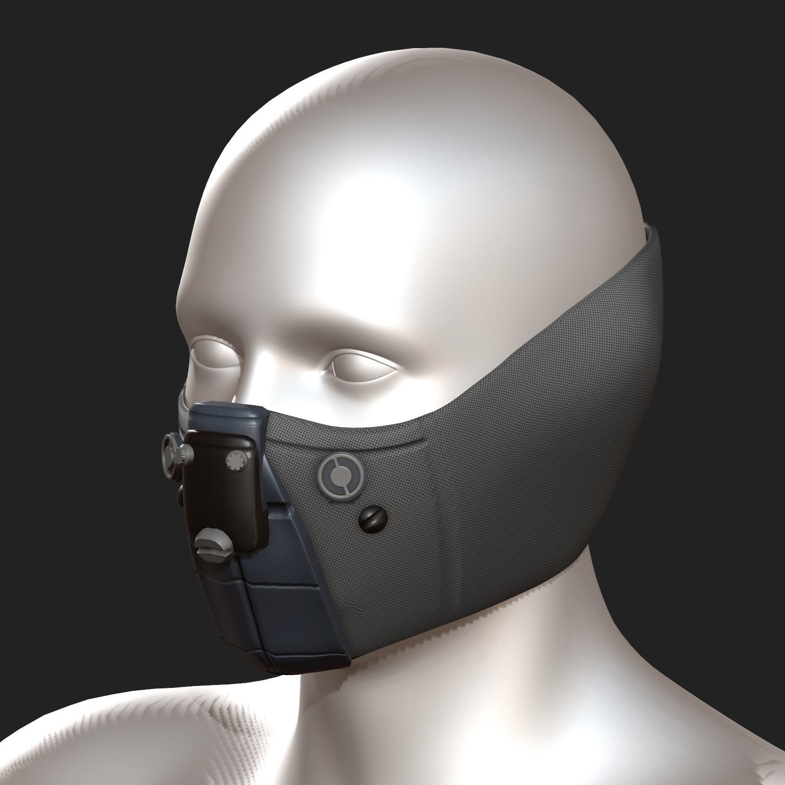 Gas mask respirator scifi futuristic 3d  Low-poly 3D model_6