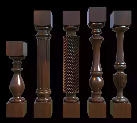 Baluster set of wooden columns