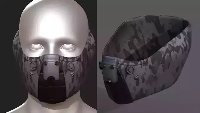 Gas mask respirator scifi futuristic 3d  Low-poly 3D model