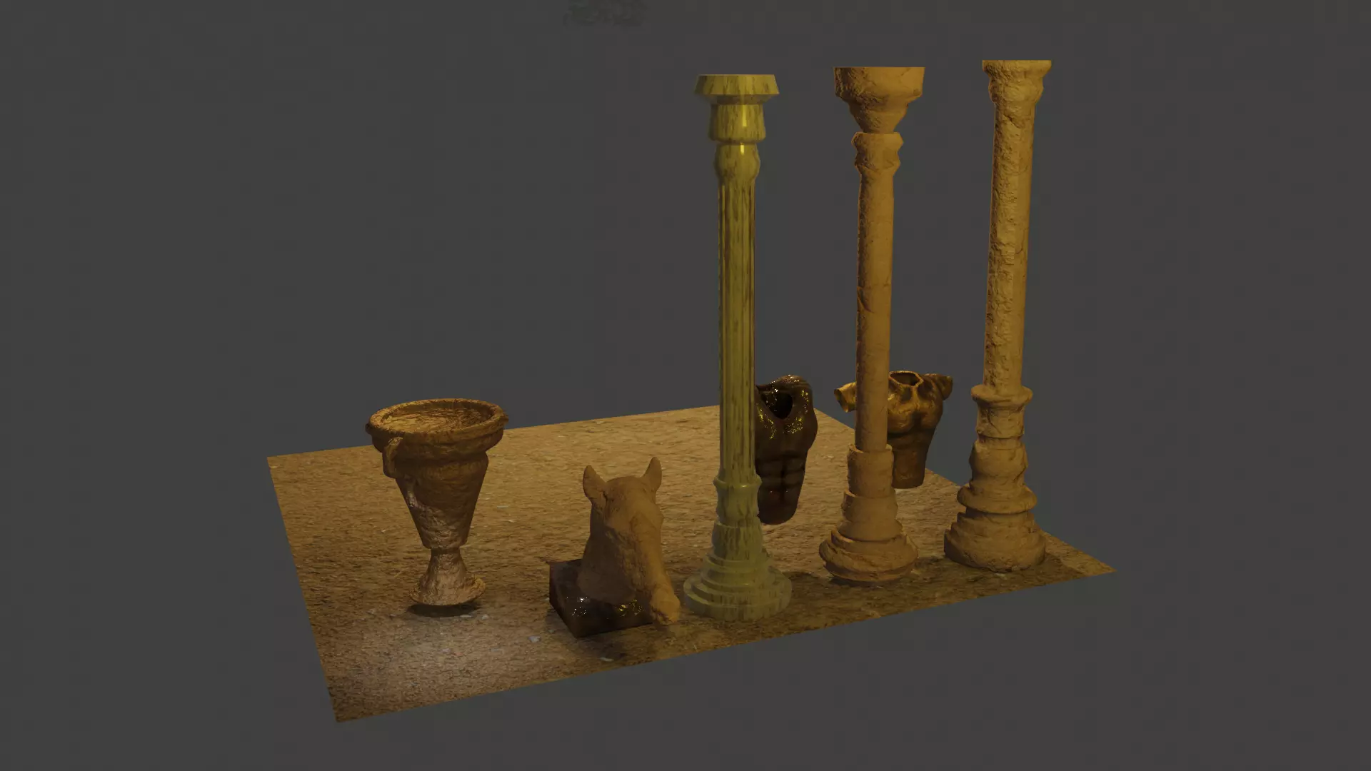 Antic Assets Pack  Free low-poly 3D model_0