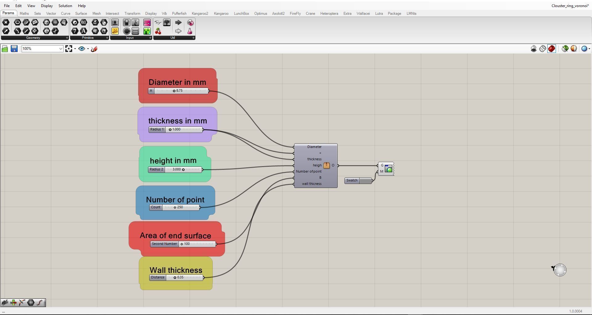Algorithm of Grasshopper Rhino for create Voronoi ring 3D print model_5