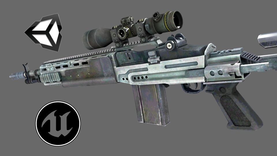 PACK OF 3 SNIPER GUNS LOW POLY MODELS Low-poly 3D model_8