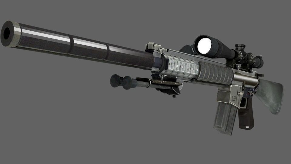 PACK OF 3 SNIPER GUNS LOW POLY MODELS Low-poly 3D model_6