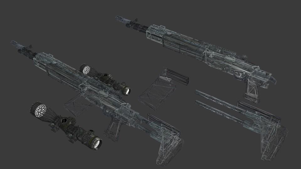 PACK OF 3 SNIPER GUNS LOW POLY MODELS Low-poly 3D model_18