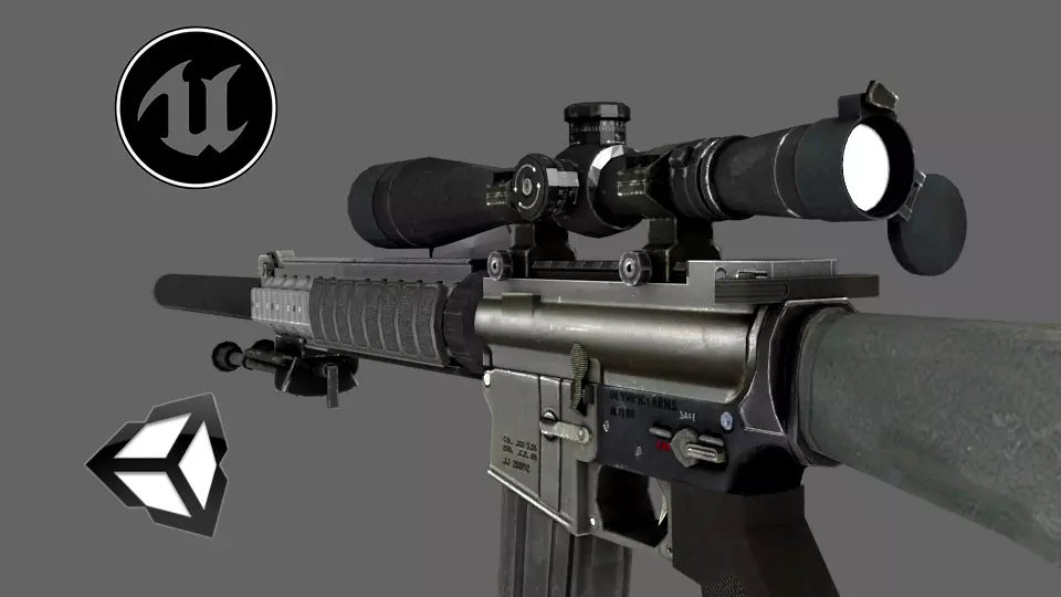 PACK OF 3 SNIPER GUNS LOW POLY MODELS Low-poly 3D model_0