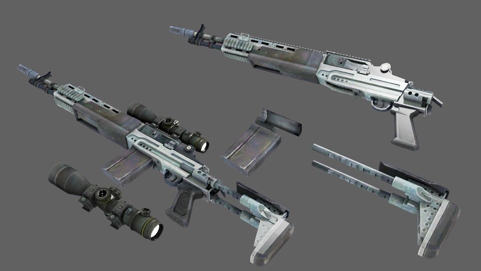PACK OF 3 SNIPER GUNS LOW POLY MODELS Low-poly 3D model_10