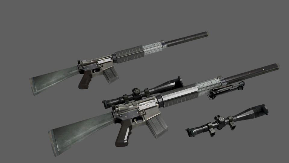 PACK OF 3 SNIPER GUNS LOW POLY MODELS Low-poly 3D model_2