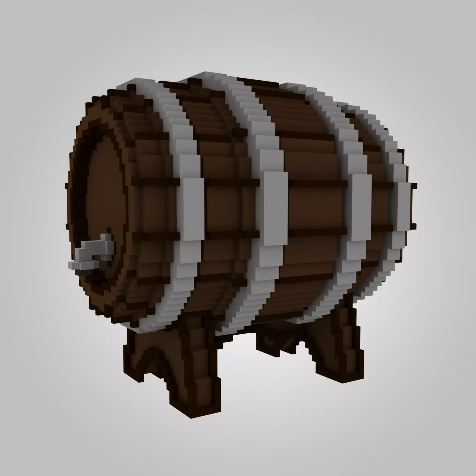 Voxel Tap Wooden Barrel Low-poly 3D model_0