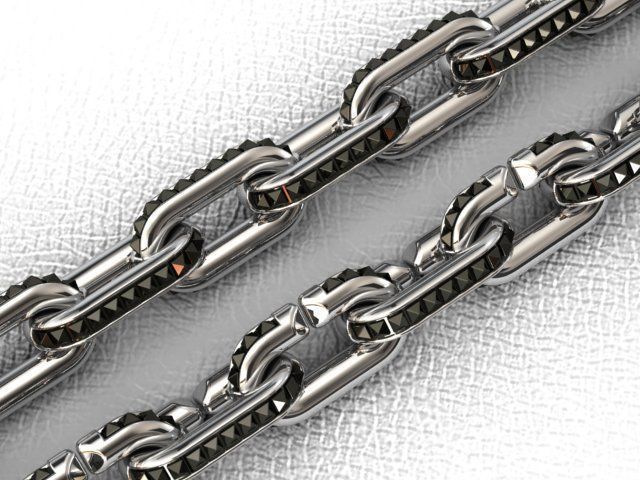 LINK CHAIN FOR NECKLACE WITH STONE 3D print model_2