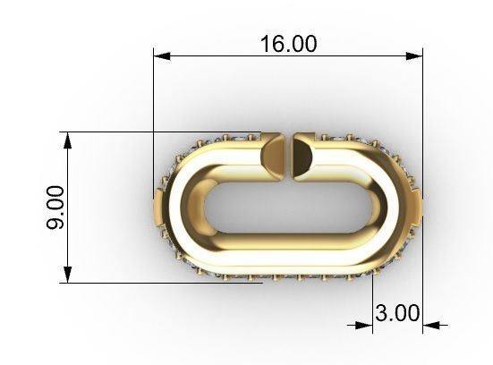 LINK CHAIN FOR NECKLACE WITH STONE 3D print model_6