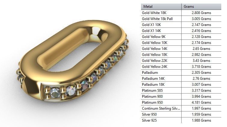 LINK CHAIN FOR NECKLACE WITH STONE 3D print model_10