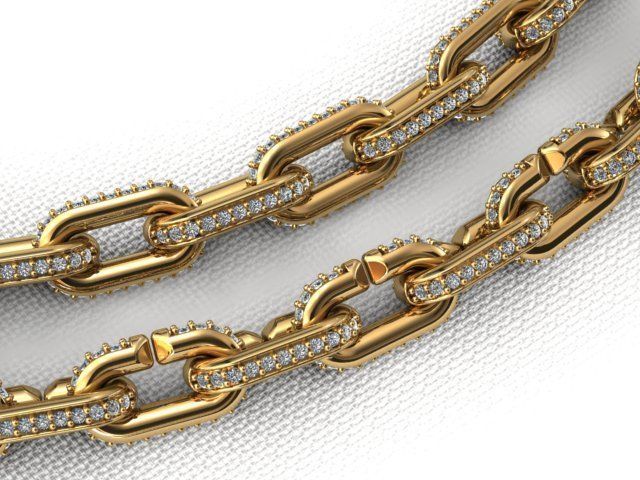 LINK CHAIN FOR NECKLACE WITH STONE 3D print model_5