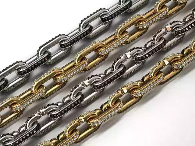 LINK CHAIN FOR NECKLACE WITH STONE 3D print model