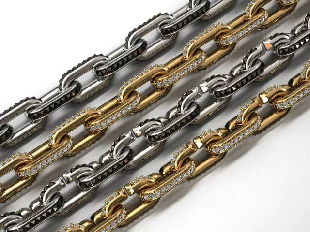 LINK CHAIN FOR NECKLACE WITH STONE 3D print model_0