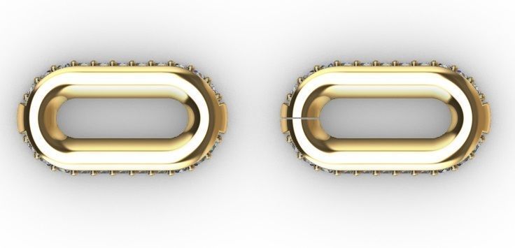 LINK CHAIN FOR NECKLACE WITH STONE 3D print model_8