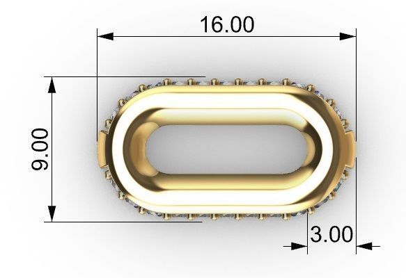 LINK CHAIN FOR NECKLACE WITH STONE 3D print model_9